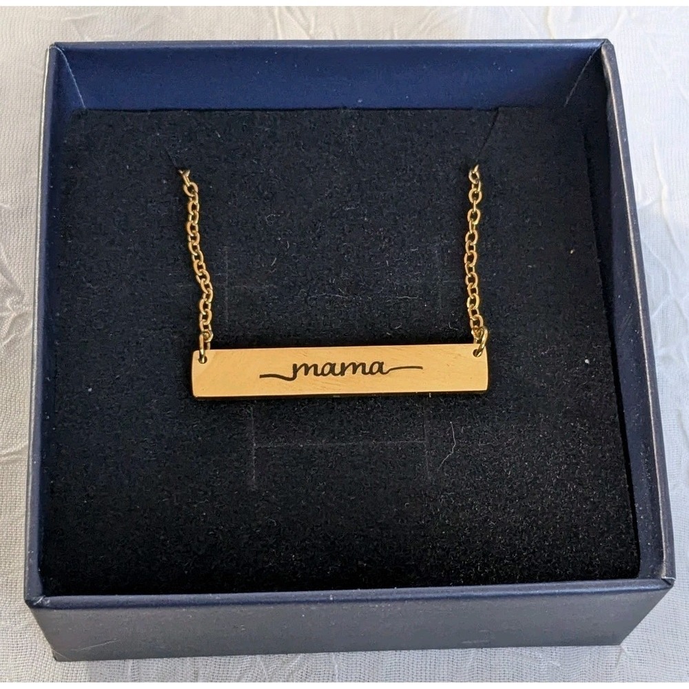 Mama Necklace Bump Box Gold Filled Looks Good On You Bumplife Push Gift 20" - Picture 7 of 9
